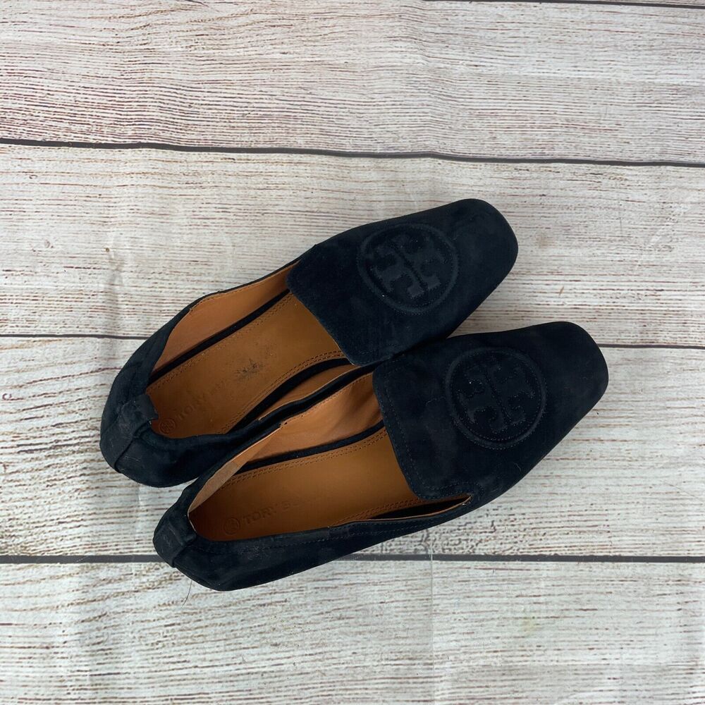 Tory Burch Leigh Womens Sz 11 Black Suede Loafers Slip On - Picture 7 of 9